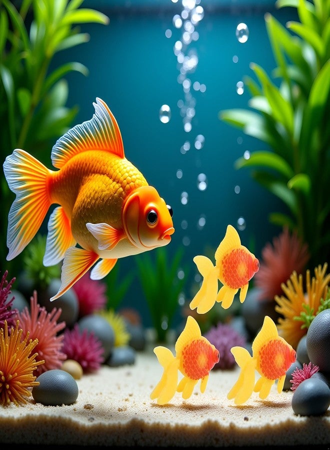Mozff 3 Pcs Orange-Yellow Artificial Aquarium Fishes Fake Fish Plastic Fish Aquarium Moving Fishes Ornament Decoration Orange Goldfish for Aquarium Fish Tank Aquarium Décor Thematic Ornaments - Image 5